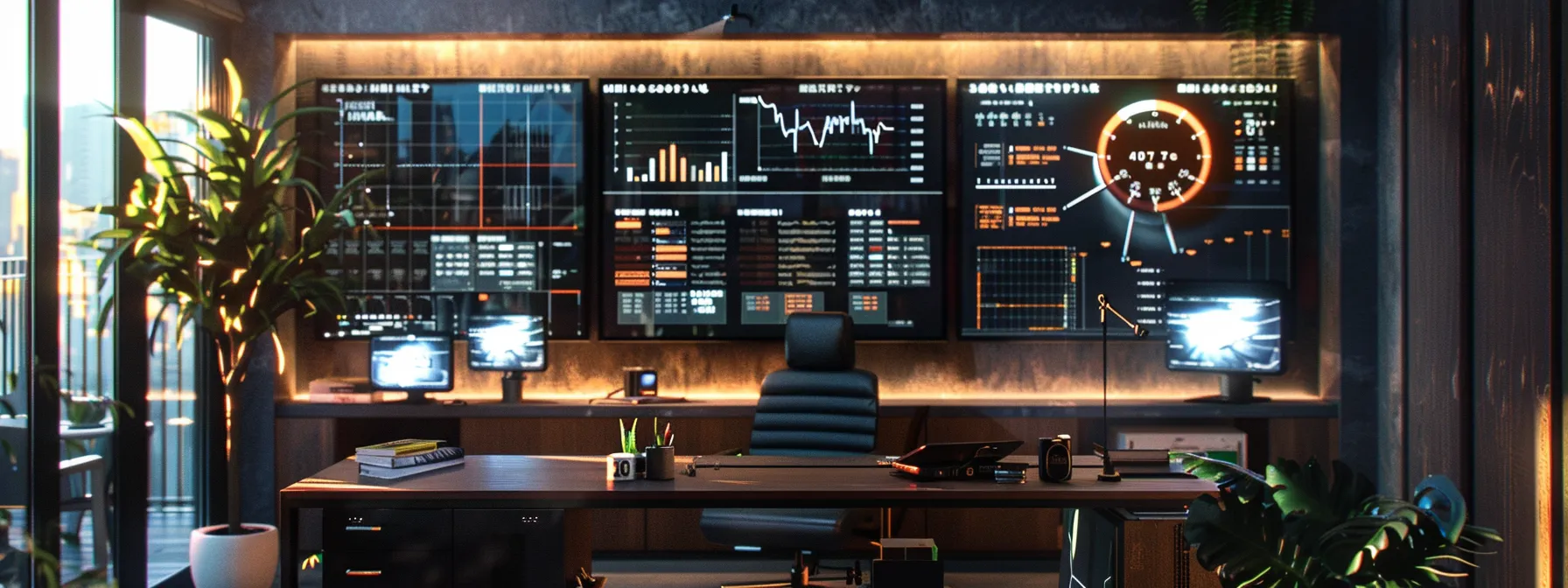 a sleek, modern office setting features a high-resolution display showcasing a detailed comparison chart of the holosun 407c x2 and other red dot sights, with vibrant visuals of the products and user feedback highlighted in crisp graphics, illuminated by bright, focused office lighting.