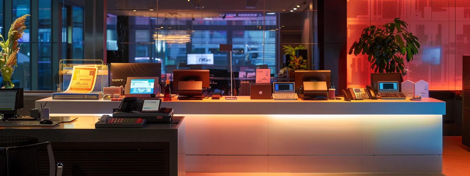 a sleek, modern office setting features a high-security cheque prominently displayed on a polished desk, showcasing its intricate microprinting, vibrant thermochromic inks, and embedded security features, illuminated by focused overhead lighting that underscores its advanced anti-fraud technologies. a sleek, modern office setting features a high-security cheque prominently displayed on a polished desk, showcasing its intricate microprinting, vibrant thermochromic inks, and embedded security features, illuminated by focused overhead lighting that underscores its advanced anti-fraud technologies.