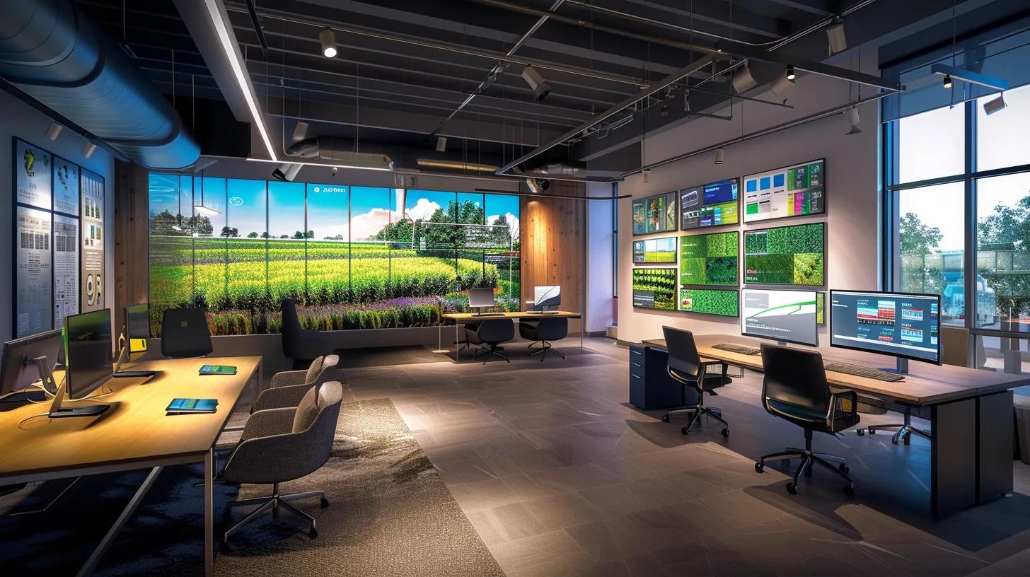 a sleek modern office setup showcases a digital display of advanced irrigation system options adapted for chattanooga's diverse landscapes, with vibrant grass samples and technical diagrams illustrating precision watering techniques in a well-lit, urban environment. a sleek modern office setup showcases a digital display of advanced irrigation system options adapted for chattanooga's diverse landscapes, with vibrant grass samples and technical diagrams illustrating precision watering techniques in a well-lit, urban environment.