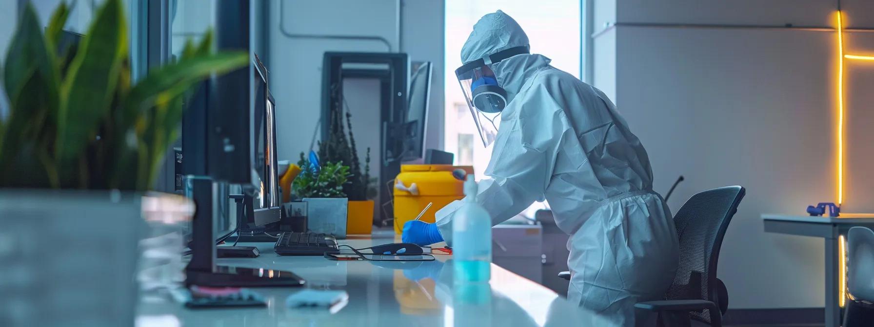 a sleek modern office space in oak harbor showcases a professional pest control technician applying specialized treatments to ensure a pest-free environment, emphasizing compliance with health and safety regulations. a sleek modern office space in oak harbor showcases a professional pest control technician applying specialized treatments to ensure a pest-free environment, emphasizing compliance with health and safety regulations.