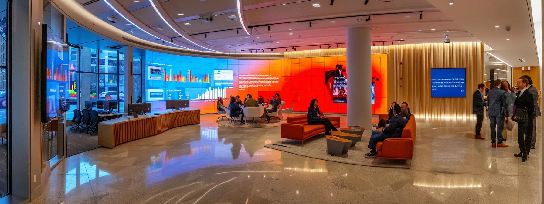 a sleek, modern office space showcases a large digital display featuring metrics on citation consistency and local seo performance, surrounded by well-dressed professionals engaged in a focused discussion about boosting business credibility and search engine rankings. a sleek, modern office space showcases a large digital display featuring metrics on citation consistency and local seo performance, surrounded by well-dressed professionals engaged in a focused discussion about boosting business credibility and search engine rankings.
