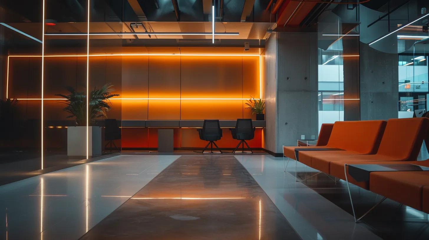 a sleek, modern office space in knoxville showcases innovative commercial design elements, with bold geometric furniture, dynamic lighting fixtures, and a minimalist aesthetic that emphasizes creativity and sustainability. a sleek, modern office space in knoxville showcases innovative commercial design elements, with bold geometric furniture, dynamic lighting fixtures, and a minimalist aesthetic that emphasizes creativity and sustainability.