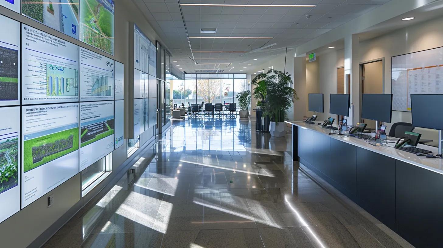 a sleek, modern office space in chattanooga showcases a team of irrigation specialists strategically analyzing a high-tech irrigation system display, with diagrams and equipment meticulously arranged, emphasizing the importance of professional installation and maintenance for optimal water efficiency. a sleek, modern office space in chattanooga showcases a team of irrigation specialists strategically analyzing a high-tech irrigation system display, with diagrams and equipment meticulously arranged, emphasizing the importance of professional installation and maintenance for optimal water efficiency.