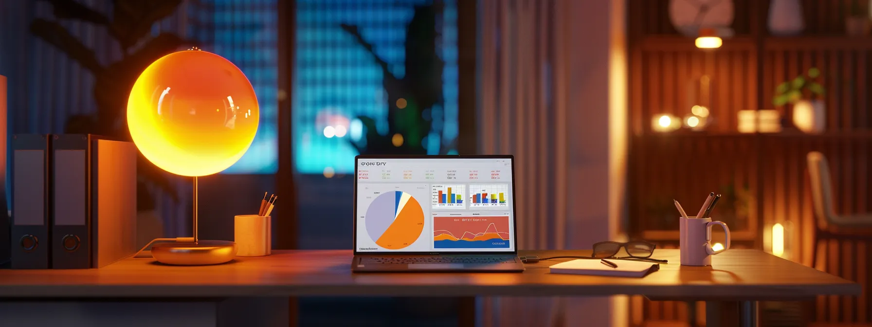 a sleek, modern office workspace features a laptop displaying analytics and vibrant charts, surrounded by engaging marketing materials and a notepad, all illuminated by a warm, focused desk lamp, symbolizing the dynamic process of crafting quality content for small business growth online. a sleek, modern office workspace features a laptop displaying analytics and vibrant charts, surrounded by engaging marketing materials and a notepad, all illuminated by a warm, focused desk lamp, symbolizing the dynamic process of crafting quality content for small business growth online.