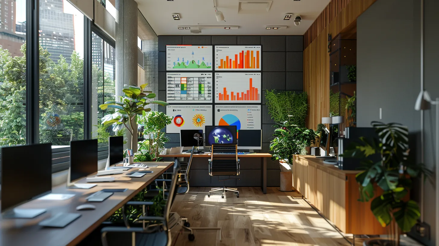 a sleek, modern office workspace features multiple monitors displaying an intuitive crm dashboard, with vibrant graphs and scheduling tools, illustrating the seamless integration of ai scheduling tools into home service management. a sleek, modern office workspace features multiple monitors displaying an intuitive crm dashboard, with vibrant graphs and scheduling tools, illustrating the seamless integration of ai scheduling tools into home service management.