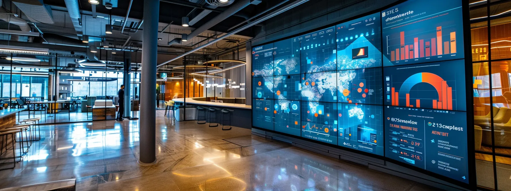 a sleek, modern office workspace featuring a large digital display showcasing analytics and marketing automation tools, with a focus on vibrant graphs indicating revenue growth and online engagement, creating a dynamic atmosphere of strategic decision-making for small businesses. a sleek, modern office workspace featuring a large digital display showcasing analytics and marketing automation tools, with a focus on vibrant graphs indicating revenue growth and online engagement, creating a dynamic atmosphere of strategic decision-making for small businesses.
