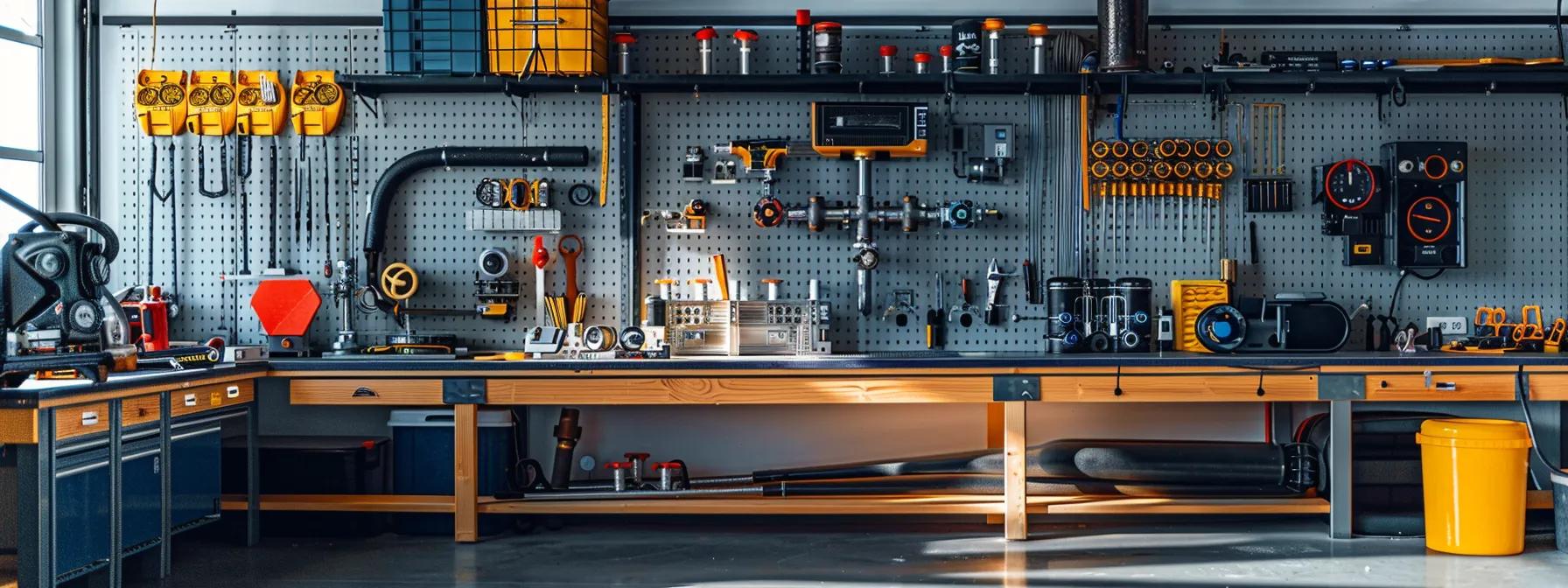 a sleek, modern plumbing workshop features a polished metal ball valve prominently displayed on a workbench, surrounded by gleaming tools and vibrant plumbing materials, emphasizing its essential role in achieving rapid water flow control and leak prevention.