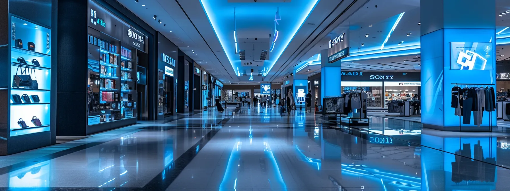 a sleek, modern retail environment showcases an interactive digital interface displaying real-time analytics, customer feedback insights, and automated inventory updates, reflecting the transformative impact of nlp on retail operations.