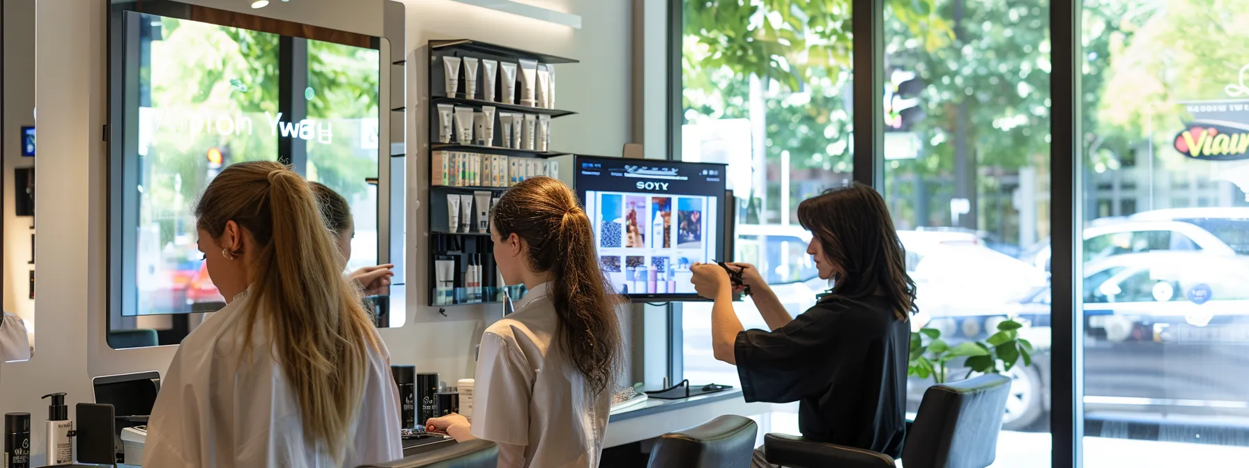 a sleek, modern salon interior showcases a professional stylist expertly applying micro ktips hair extensions to a client, emphasizing the seamless technique and radiant results under warm, focused lighting. a sleek, modern salon interior showcases a professional stylist expertly applying micro ktips hair extensions to a client, emphasizing the seamless technique and radiant results under warm, focused lighting.