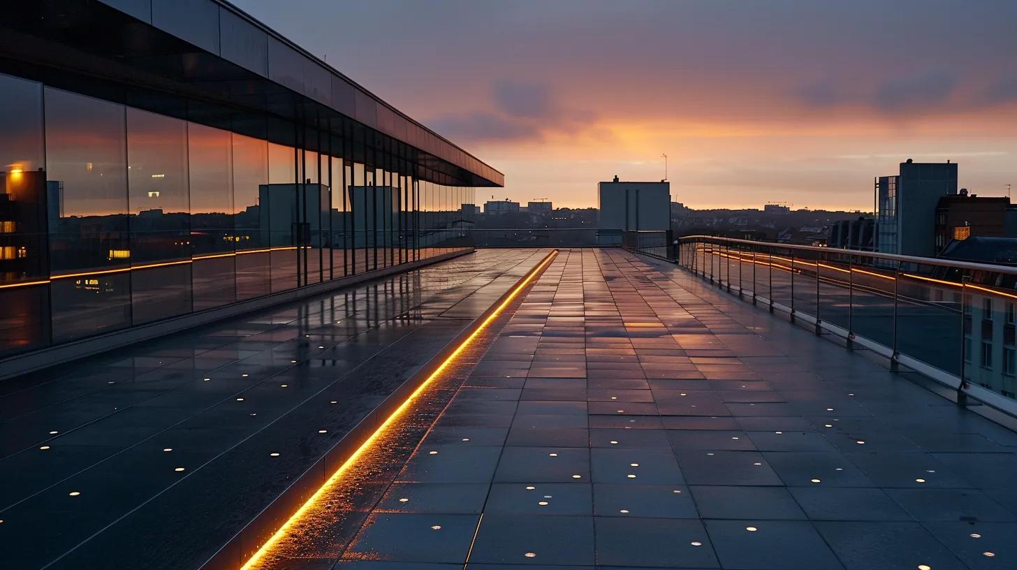 a sleek, modern urban rooftop adorned with innovative f wave shingles glistening under strategically placed ambient lighting, showcasing cutting-edge architectural design. a sleek, modern urban rooftop adorned with innovative f wave shingles glistening under strategically placed ambient lighting, showcasing cutting-edge architectural design.