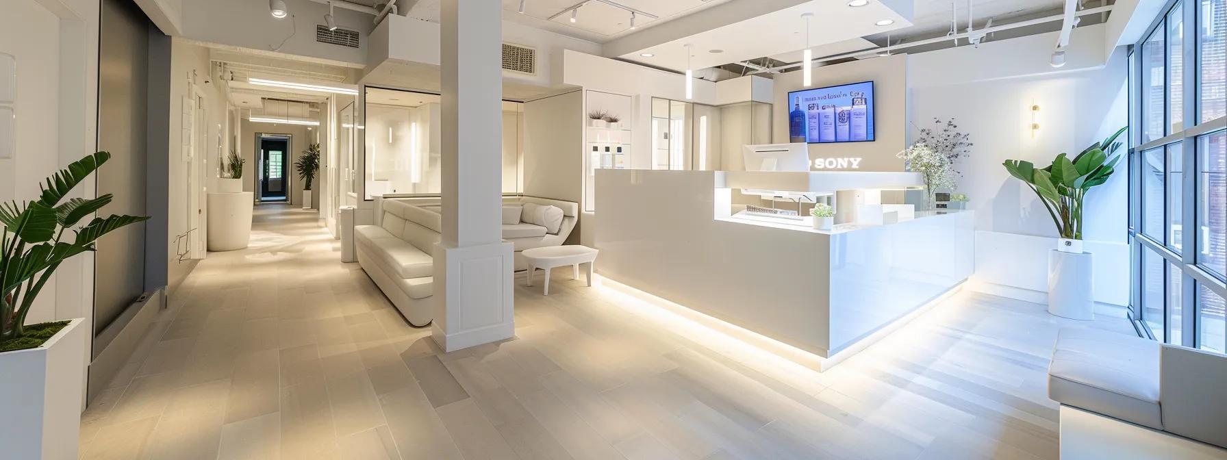 a sleek, modern waxing studio in lower manhattan showcases a clean and inviting interior, featuring stylish decor and professional-grade equipment, emphasizing the balance of affordability and high-quality service in a welcoming urban environment.