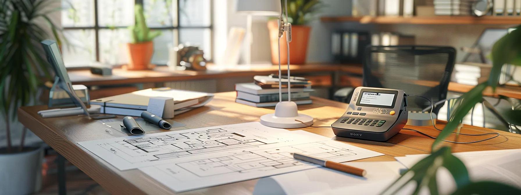 a sleek office setting showcases a modern moisture meter and a thermal imaging camera on a polished desk, surrounded by blueprints and utility tools, emphasising efficient water leak detection technology in a professional environment. a sleek office setting showcases a modern moisture meter and a thermal imaging camera on a polished desk, surrounded by blueprints and utility tools, emphasising efficient water leak detection technology in a professional environment.