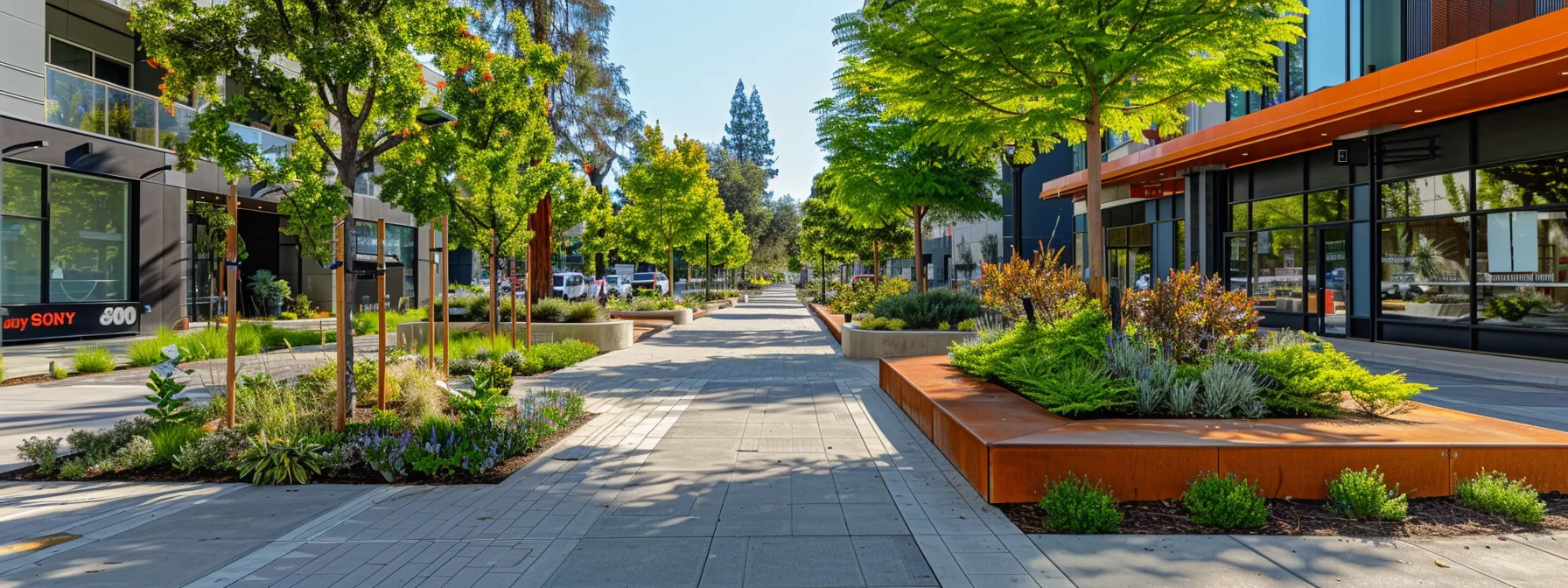 a sleek urban street in sacramento showcases freshly constructed curbs with a modern aesthetic, highlighting the positive impact on property valuation and attractiveness to potential buyers.