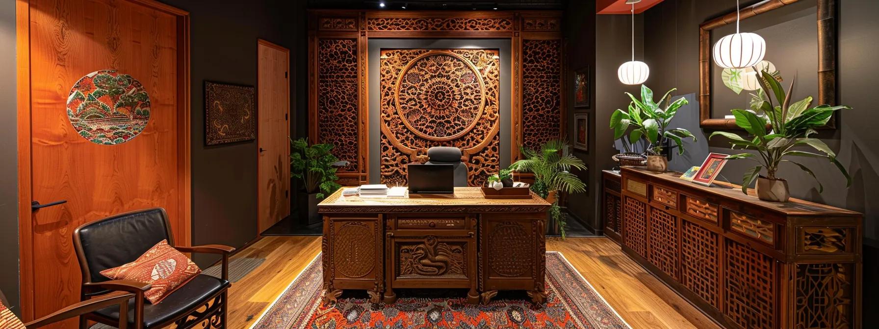 a sophisticated interior of a wellness clinic showcases an inviting consultation area adorned with traditional ayurvedic decor, where a knowledgeable practitioner engages warmly with a patient, conveying a sense of authenticity and trust in holistic healing. a sophisticated interior of a wellness clinic showcases an inviting consultation area adorned with traditional ayurvedic decor, where a knowledgeable practitioner engages warmly with a patient, conveying a sense of authenticity and trust in holistic healing.