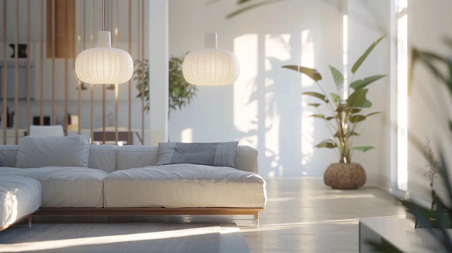a spacious contemporary living room showcases clean lines and minimalistic design, featuring sleek furniture, elegant pendant lights, and a soft, muted color palette that embodies modern sophistication. a spacious contemporary living room showcases clean lines and minimalistic design, featuring sleek furniture, elegant pendant lights, and a soft, muted color palette that embodies modern sophistication.