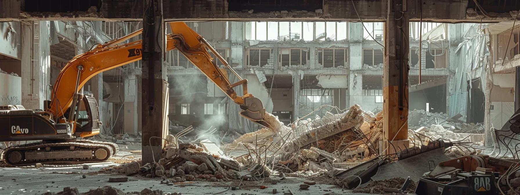 a stark and meticulously organized demolition site showcases the remnants of an abandoned pool, with heavy machinery and safety barriers in place, emphasizing the critical importance of safety in hazardous structure removal. a stark and meticulously organized demolition site showcases the remnants of an abandoned pool, with heavy machinery and safety barriers in place, emphasizing the critical importance of safety in hazardous structure removal.