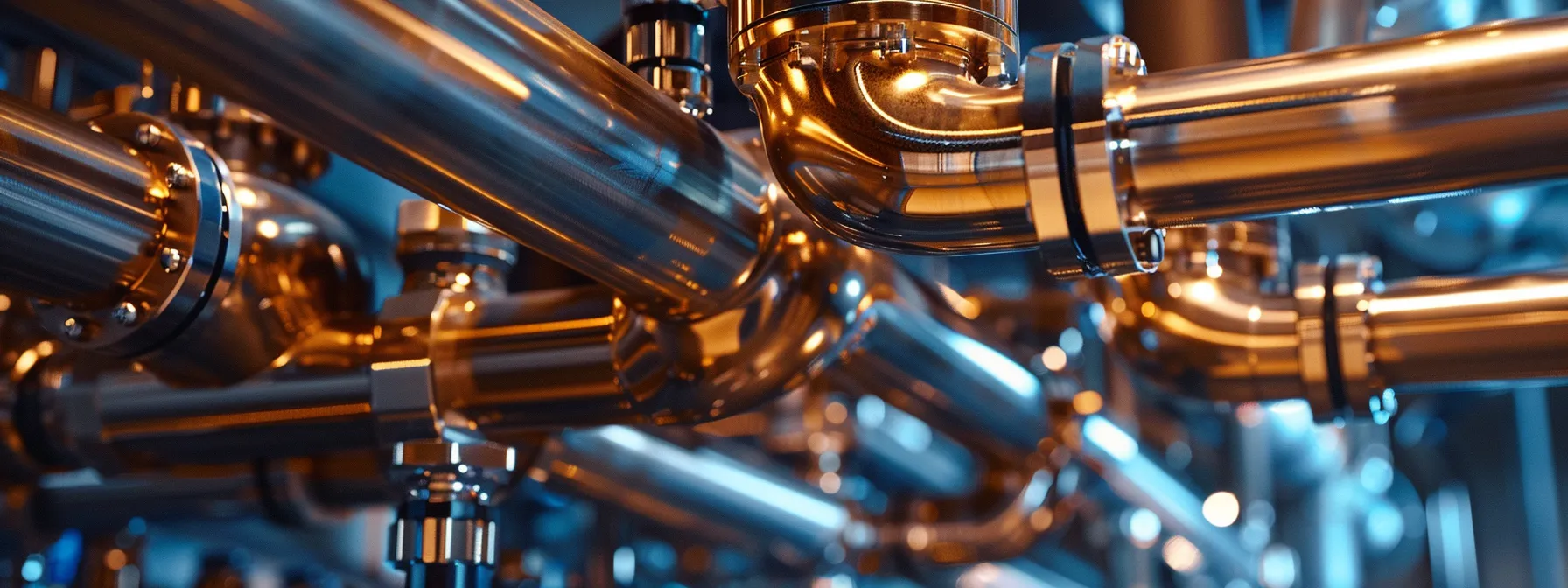 a striking, close-up view of a modern plumbing system showcasing expertly rerouted pipes, gleaming metal fittings, and clear water flow, illuminated by soft, natural light to emphasize the efficiency and cleanliness of water management.