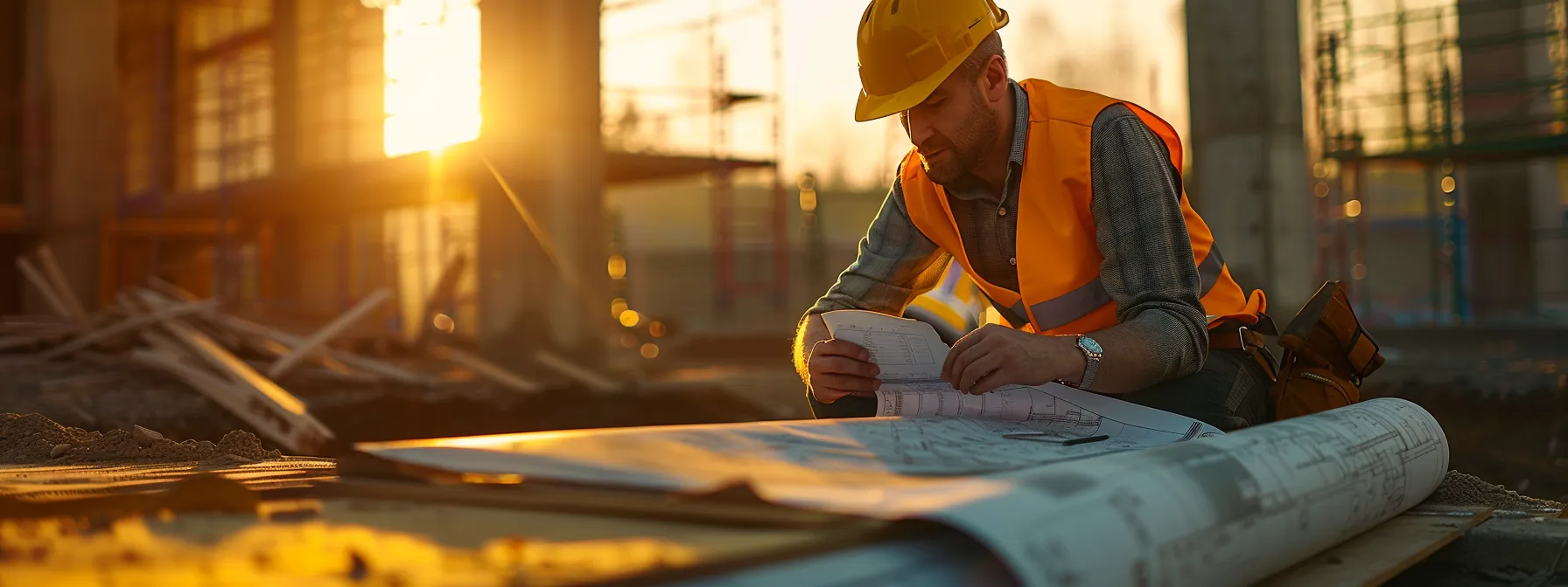 a striking image of a construction site shows a diligent project manager analyzing blueprints and spreadsheets amidst piles of paving materials, illuminated by the warm morning light, symbolizing the importance of effective budget management in home improvement projects. a striking image of a construction site shows a diligent project manager analyzing blueprints and spreadsheets amidst piles of paving materials, illuminated by the warm morning light, symbolizing the importance of effective budget management in home improvement projects.