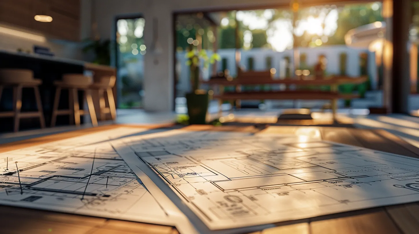 a striking image of a modern home blueprint laid out on a wooden table, showcasing annotated areas highlighting hidden costs and detailed financial expectations, illuminated by soft natural light streaming through a nearby window. a striking image of a modern home blueprint laid out on a wooden table, showcasing annotated areas highlighting hidden costs and detailed financial expectations, illuminated by soft natural light streaming through a nearby window.