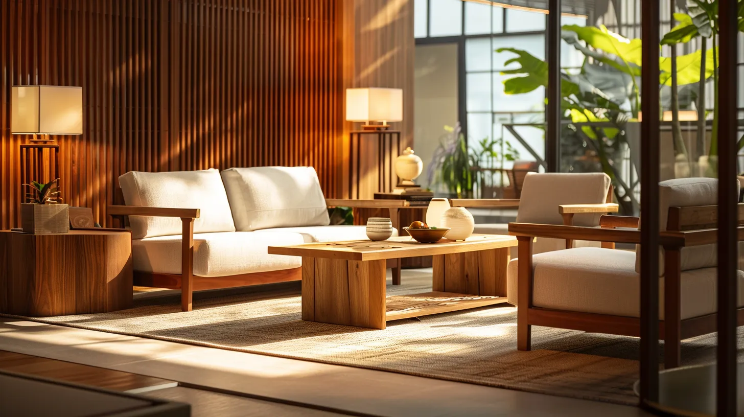 a striking indoor scene features elegant teak furniture showcasing its rich grain and polished finish, positioned in a modern, minimalist living space with soft artificial lighting highlighting its resilience and aesthetic appeal against a backdrop of sleek, contemporary decor. a striking indoor scene features elegant teak furniture showcasing its rich grain and polished finish, positioned in a modern, minimalist living space with soft artificial lighting highlighting its resilience and aesthetic appeal against a backdrop of sleek, contemporary decor.
