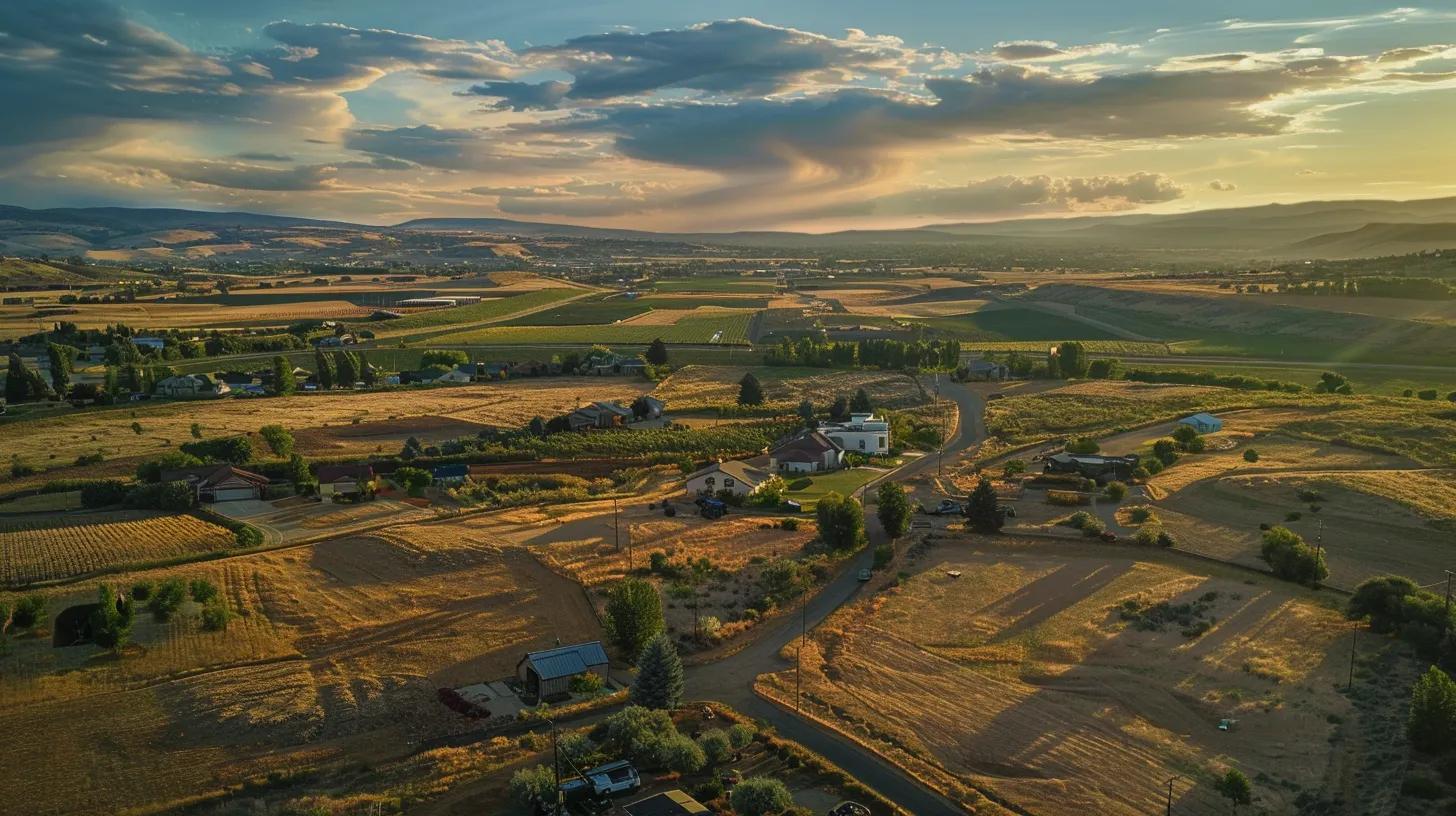 a stunning aerial view captures the stark contrast between a vibrant urban landscape bustling with amenities and a serene rural expanse dotted with open fields, highlighting the significant impact of location on custom home building costs. a stunning aerial view captures the stark contrast between a vibrant urban landscape bustling with amenities and a serene rural expanse dotted with open fields, highlighting the significant impact of location on custom home building costs.