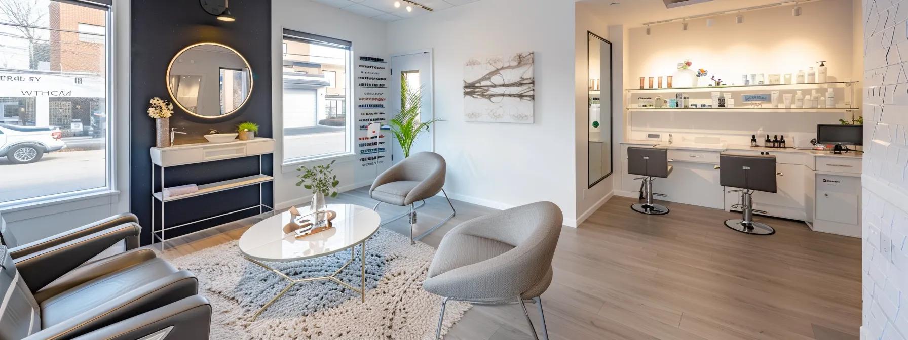 a stylish, contemporary waxing salon in queens, featuring sleek décor and advanced beauty equipment, with an inviting atmosphere that reflects both professionalism and a commitment to client comfort.