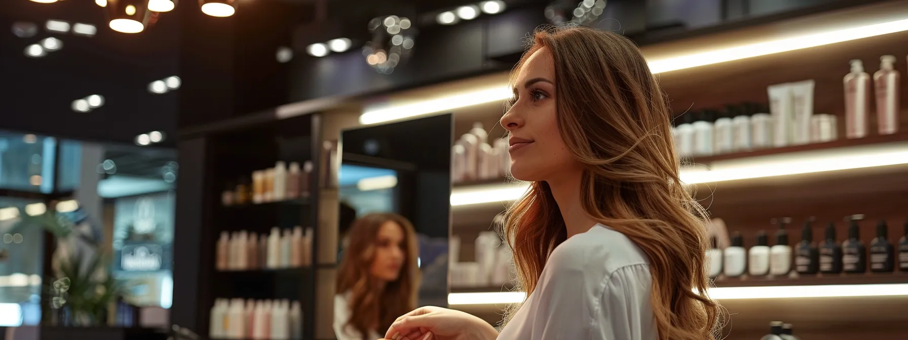 A woman with voluminous, styled hair admires her reflection in a modern salon, highlighting how well-matched extension lengths can enhance natural beauty. A woman with voluminous, styled hair admires her reflection in a modern salon, highlighting how well-matched extension lengths can enhance natural beauty.