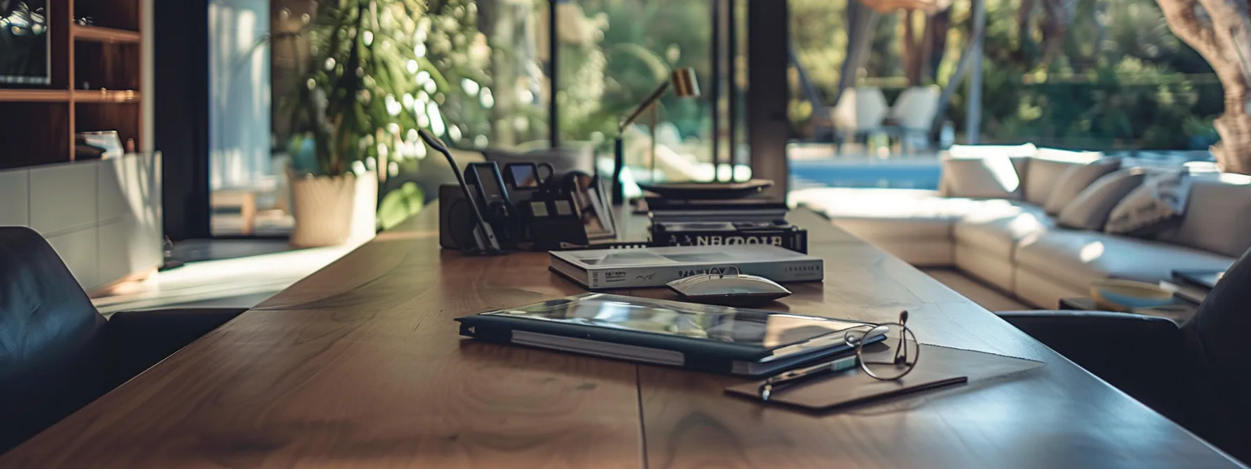 a stylish, well-organized airbnb guide is prominently displayed on a sleek, modern table in a luxurious coastal property, featuring bright interiors and a personal touch that invites guests to explore with ease.