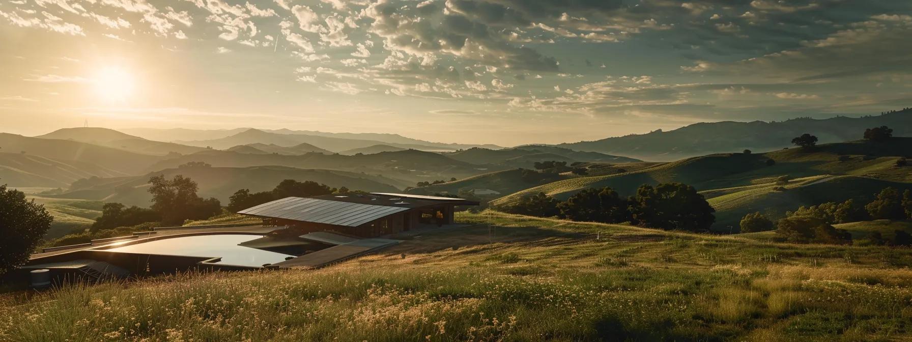a sun-drenched landscape features sleek solar panels on a rotating smart tracking system, elegantly following the sun's trajectory to maximize energy capture. a sun-drenched landscape features sleek solar panels on a rotating smart tracking system, elegantly following the sun's trajectory to maximize energy capture.