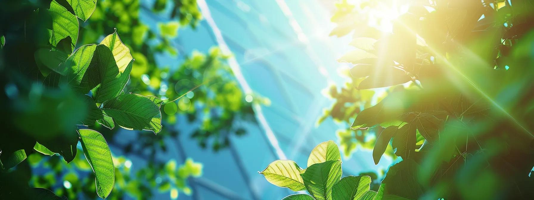 a sun-drenched solar panel array gleams under a clear blue sky, surrounded by lush greenery, symbolizing the promise of efficient renewable energy. a sun-drenched solar panel array gleams under a clear blue sky, surrounded by lush greenery, symbolizing the promise of efficient renewable energy.