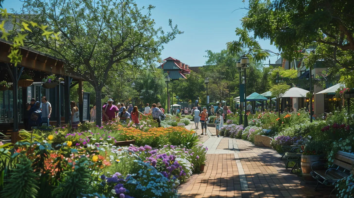 a sun-drenched park in bridgeland showcases families enjoying vibrant outdoor activities, surrounded by blooming flowers and lush greenery, with inviting shopping and dining options visible in the background. a sun-drenched park in bridgeland showcases families enjoying vibrant outdoor activities, surrounded by blooming flowers and lush greenery, with inviting shopping and dining options visible in the background.