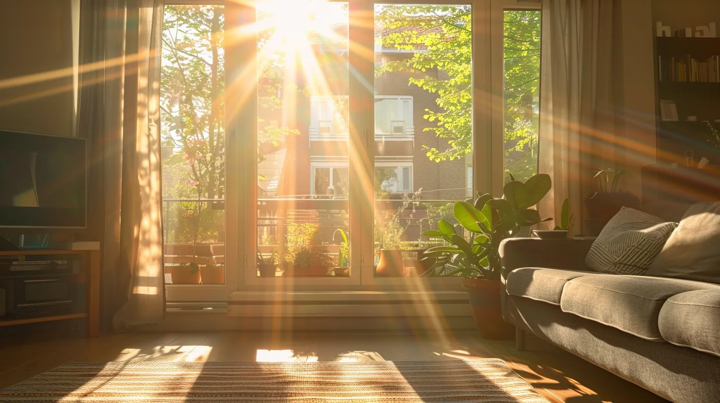 a sunlit living room adorned with energy-efficient windows showcases a welcoming atmosphere, emphasizing the comfort and long-term savings of sustainable home features. a sunlit living room adorned with energy-efficient windows showcases a welcoming atmosphere, emphasizing the comfort and long-term savings of sustainable home features.