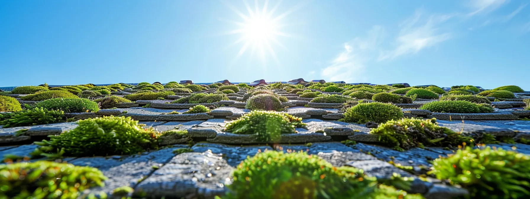 a sunlit, pristine roof adorned with vibrant green moss reflects a commitment to eco-friendly cleaning practices amidst a backdrop of clear blue skies, symbolizing community health and sustainable living. a sunlit, pristine roof adorned with vibrant green moss reflects a commitment to eco-friendly cleaning practices amidst a backdrop of clear blue skies, symbolizing community health and sustainable living.