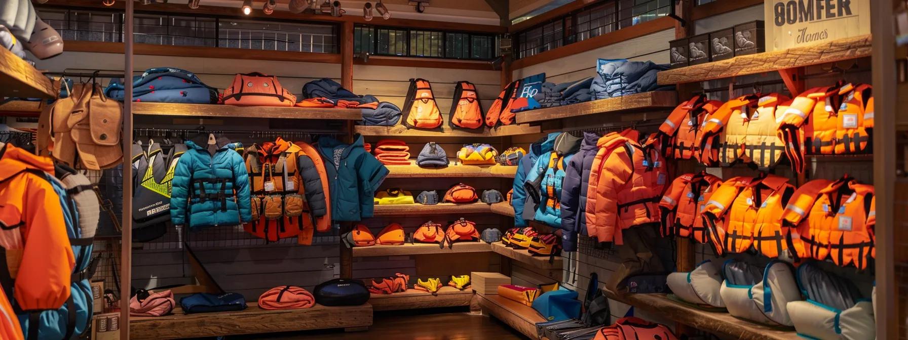 Family preparing gear for a rafting adventure in the Smoky Mountains.