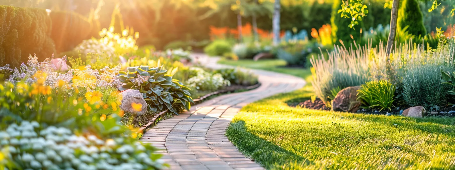 a vibrant and meticulously landscaped garden showcases flourishing plants, an elegant irrigation system, and well-defined pathways under warm sunlight, highlighting the artistry of professional landscaping services. a vibrant and meticulously landscaped garden showcases flourishing plants, an elegant irrigation system, and well-defined pathways under warm sunlight, highlighting the artistry of professional landscaping services.