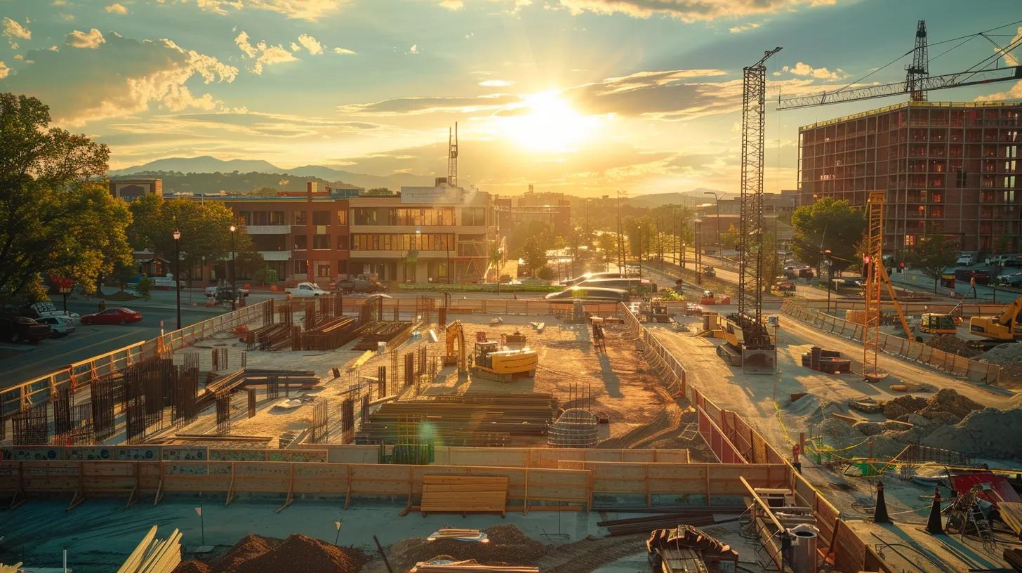a vibrant, bustling construction site in knoxville showcases a diverse group of vendors and subcontractors collaborating seamlessly, surrounded by tools and materials, under the warm afternoon sun illuminating the spirit of community and partnership. a vibrant, bustling construction site in knoxville showcases a diverse group of vendors and subcontractors collaborating seamlessly, surrounded by tools and materials, under the warm afternoon sun illuminating the spirit of community and partnership.