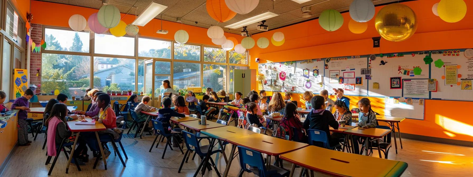 a vibrant classroom scene captures a diverse group of children joyfully collaborating on a creative project, their expressions reflecting empathy and trust as they engage in lively discussions, enhancing their social connections and fostering a positive learning environment. a vibrant classroom scene captures a diverse group of children joyfully collaborating on a creative project, their expressions reflecting empathy and trust as they engage in lively discussions, enhancing their social connections and fostering a positive learning environment.