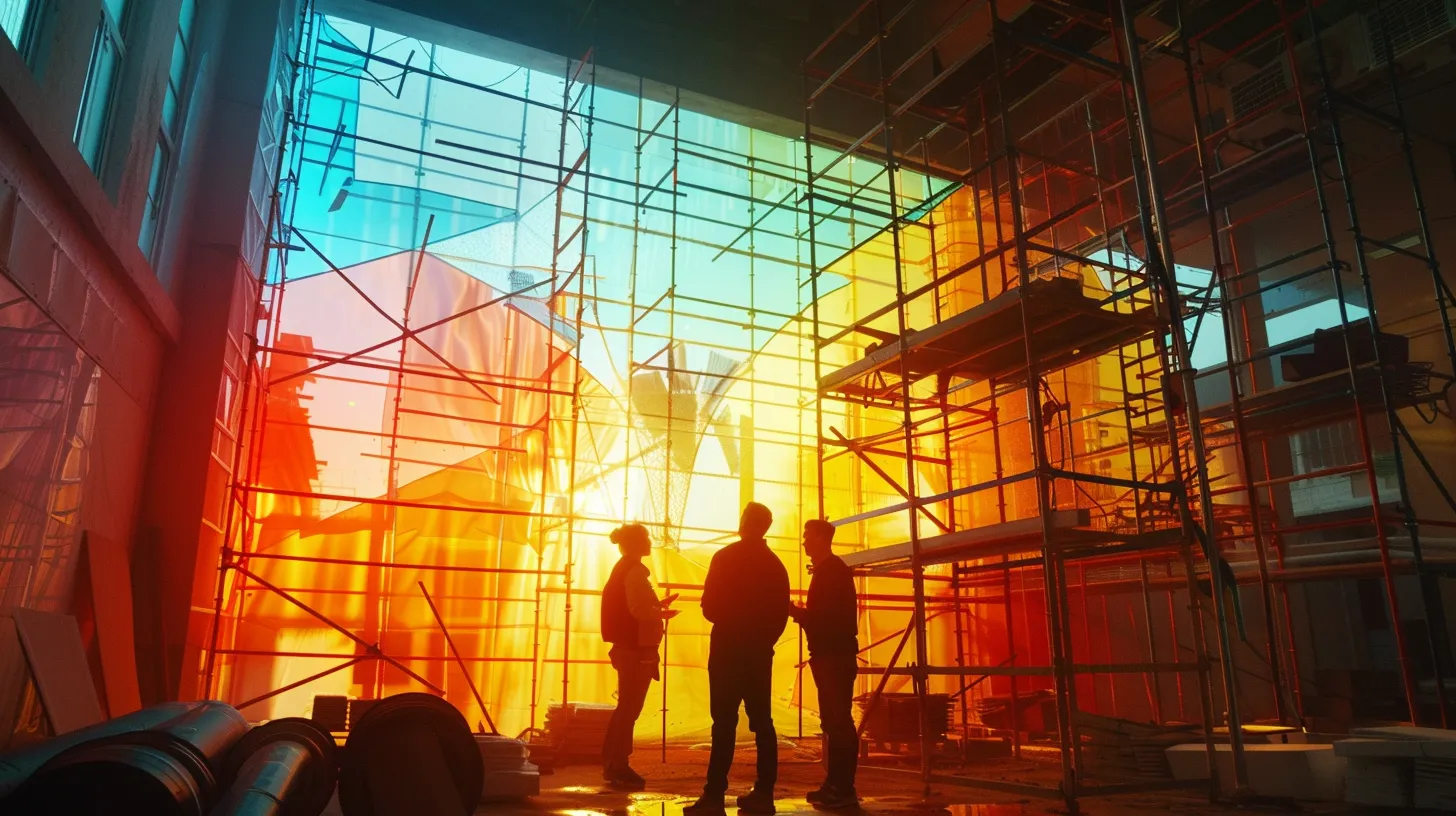 a vibrant construction site bustling with diverse stakeholders engaged in animated discussions around blueprints and materials, illuminated by warm sunlight filtering through scaffolding, embodies the essence of clear communication and collaboration in home construction. a vibrant construction site bustling with diverse stakeholders engaged in animated discussions around blueprints and materials, illuminated by warm sunlight filtering through scaffolding, embodies the essence of clear communication and collaboration in home construction.