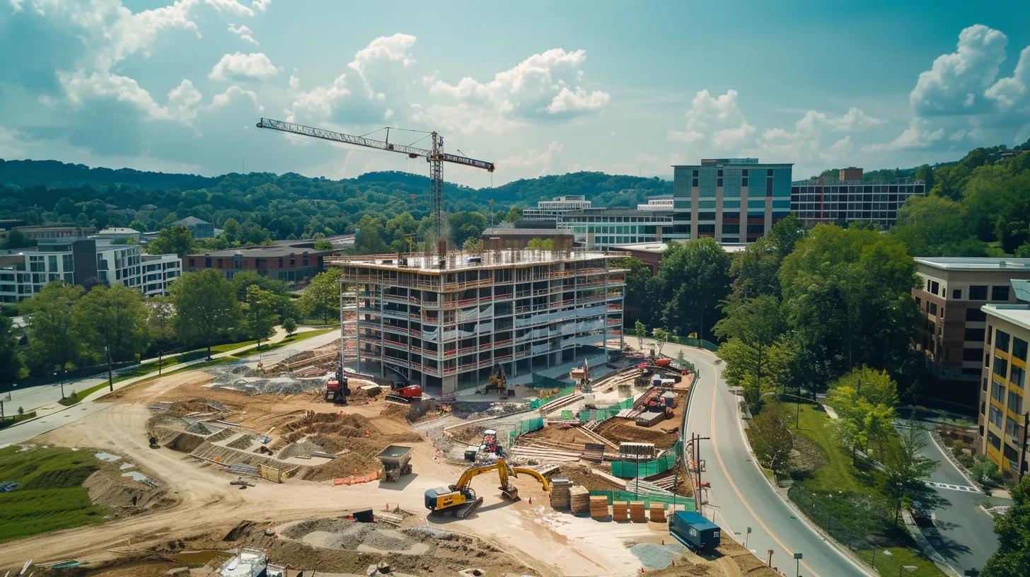 a vibrant construction site in knoxville, showcasing local contractors collaborating on a project, surrounded by lush greenery and bustling community activity, symbolizing trust and sustainable growth. a vibrant construction site in knoxville, showcasing local contractors collaborating on a project, surrounded by lush greenery and bustling community activity, symbolizing trust and sustainable growth.