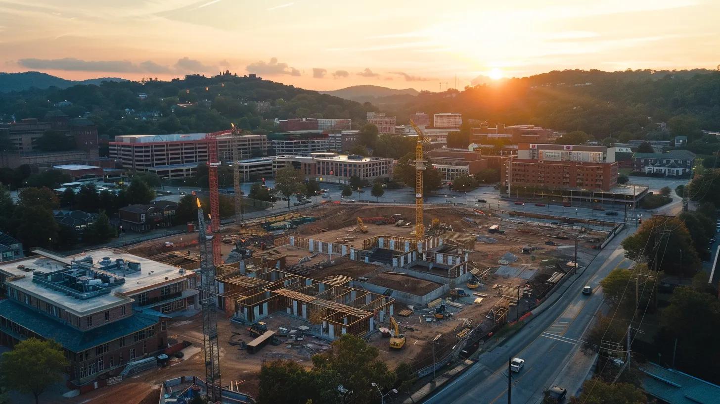 a vibrant construction site in knoxville showcases local contractors collaborating with advanced technology amidst a backdrop of regional architecture, embodying community support and innovation in commercial contracting. a vibrant construction site in knoxville showcases local contractors collaborating with advanced technology amidst a backdrop of regional architecture, embodying community support and innovation in commercial contracting.