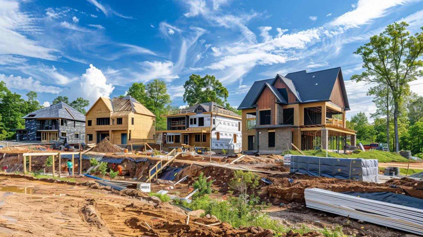 a vibrant construction site in knoxville showcases skilled local builders meticulously crafting a modern home, accentuated by lush greenery and clear blue skies, reflecting a commitment to quality craftsmanship and community standards. a vibrant construction site in knoxville showcases skilled local builders meticulously crafting a modern home, accentuated by lush greenery and clear blue skies, reflecting a commitment to quality craftsmanship and community standards.