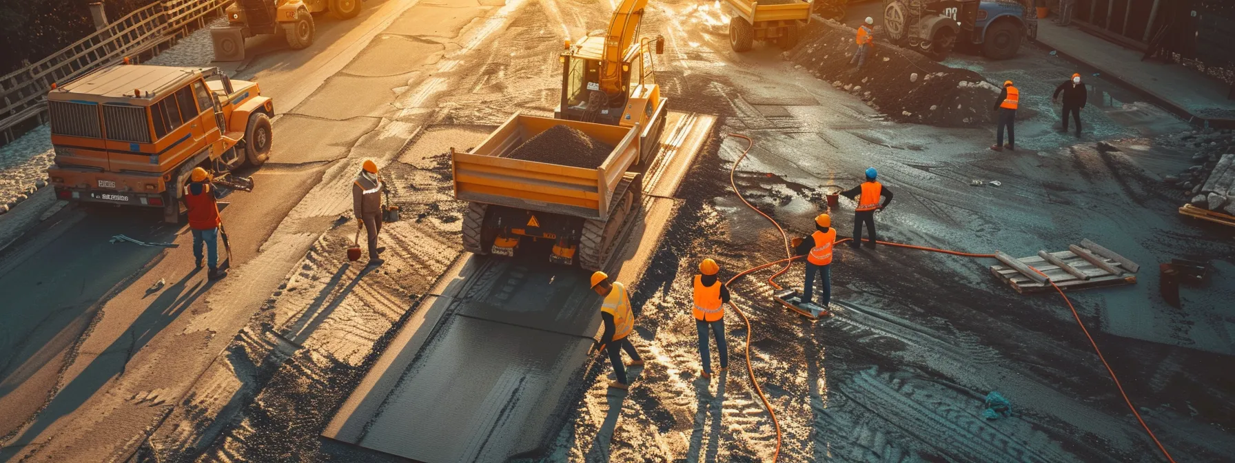 a vibrant construction site showcases a skilled paving team working efficiently with advanced machinery under bright sunlight, symbolizing excellence and collaboration in quality control. a vibrant construction site showcases a skilled paving team working efficiently with advanced machinery under bright sunlight, symbolizing excellence and collaboration in quality control.