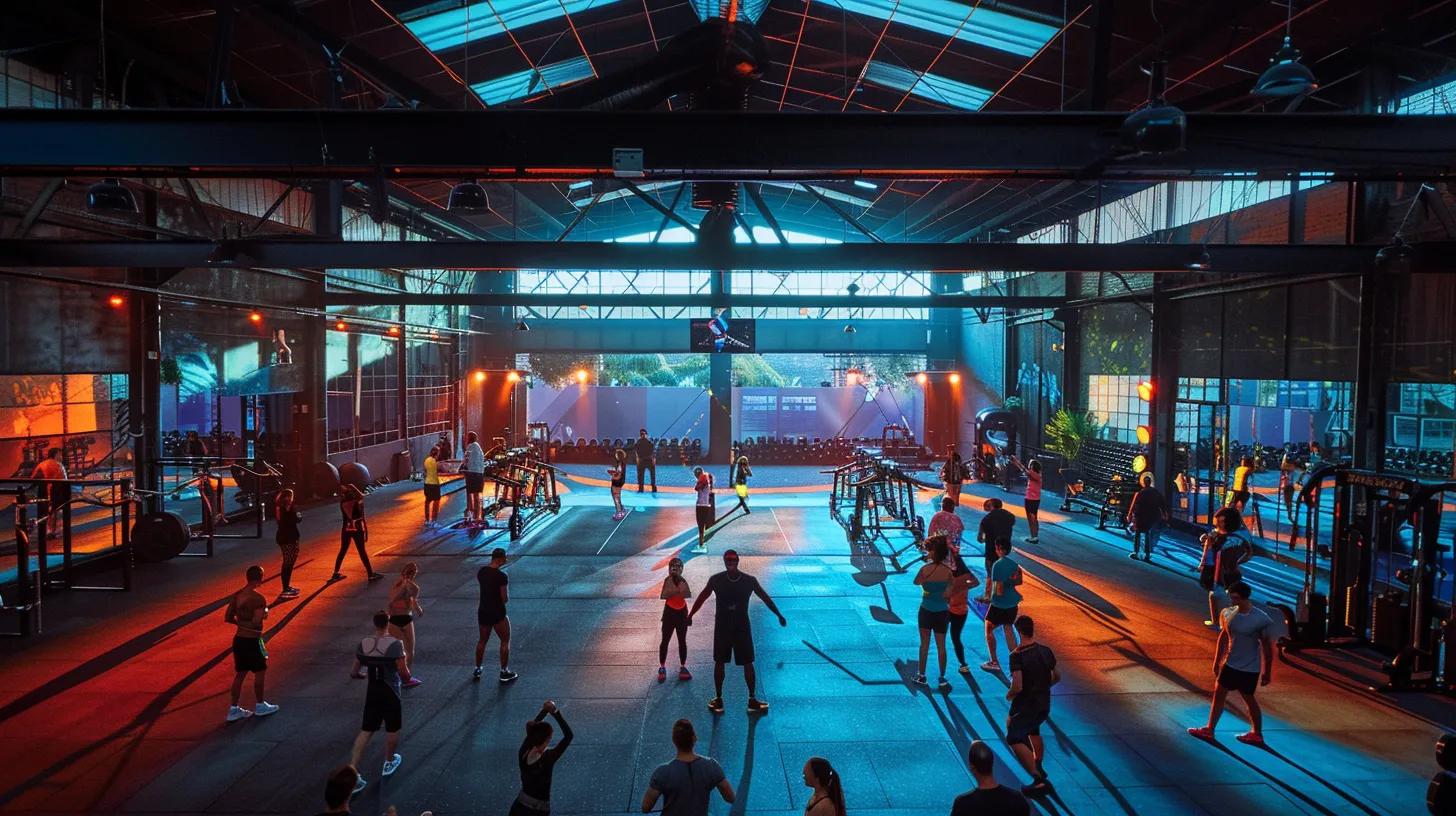 a vibrant crossfit training studio filled with enthusiastic beginners engaging in dynamic stretching and mobility drills under bright, natural lighting, showcasing the energy and commitment to effective warm-up routines. a vibrant crossfit training studio filled with enthusiastic beginners engaging in dynamic stretching and mobility drills under bright, natural lighting, showcasing the energy and commitment to effective warm-up routines.