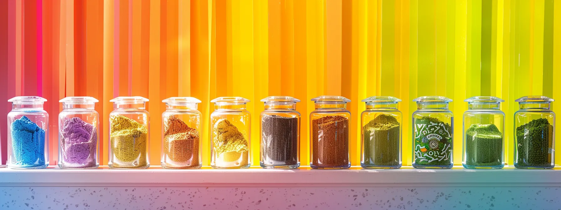 a vibrant display of colorful multivitamin powder containers artfully arranged against a clean, bright backdrop, highlighting their rich nutritional ingredients and appealing branding.