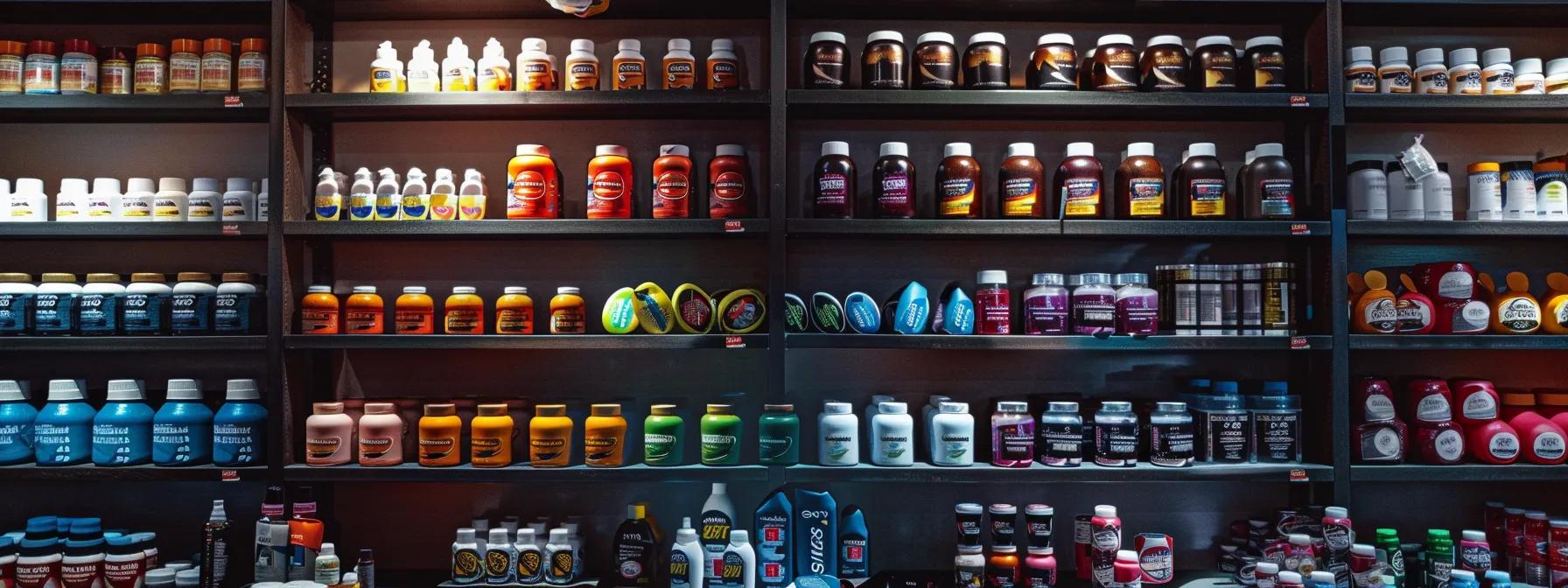 a vibrant display of diverse sports nutrition products, showcasing an array of colorful creatine and bodybuilding supplements, set against a bright, modern backdrop that highlights affordability and quality in nutrition.