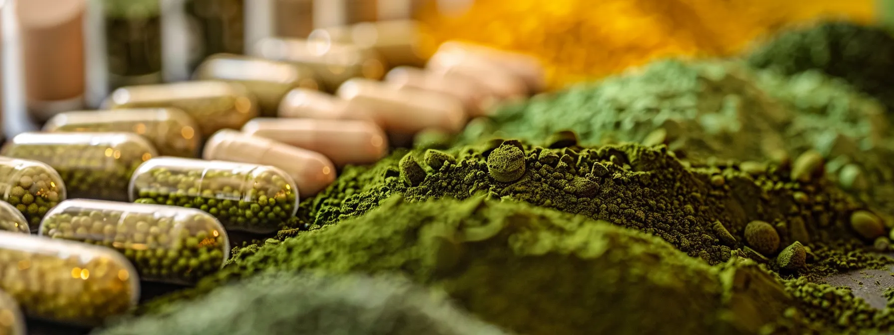 a vibrant display of high-quality powdered vitamin supplements, featuring natural ingredients like wheatgrass and alfalfa, set against a bright, inviting backdrop that highlights the rich colors and textures of the powders, emphasizing purity and health benefits.