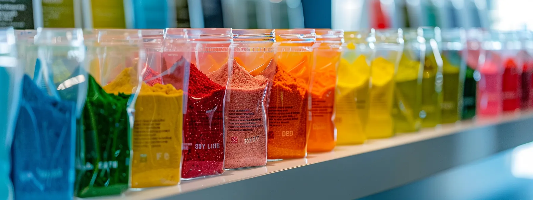 a vibrant display of various electrolyte powder packets arranged aesthetically on a sleek surface, highlighting colorful flavors and nutritional information, with soft natural lighting enhancing their appeal.