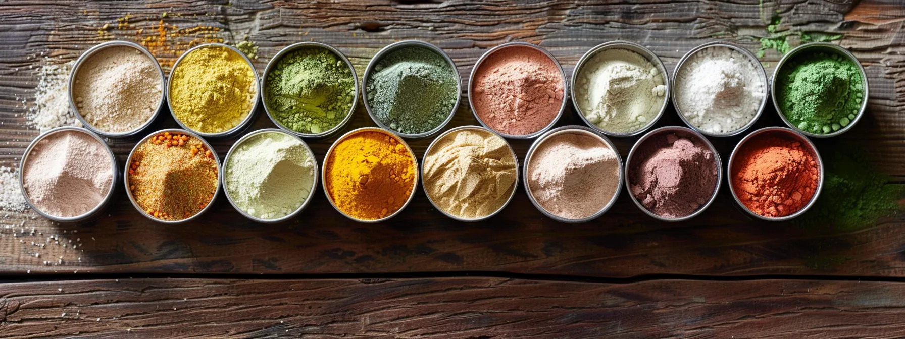 a vibrant display of various plant-based protein powders is arranged on a rustic wooden surface, highlighting clean labels and eco-friendly packaging under soft, natural light, embodying the essence of sustainability and health trends in the protein powder industry.