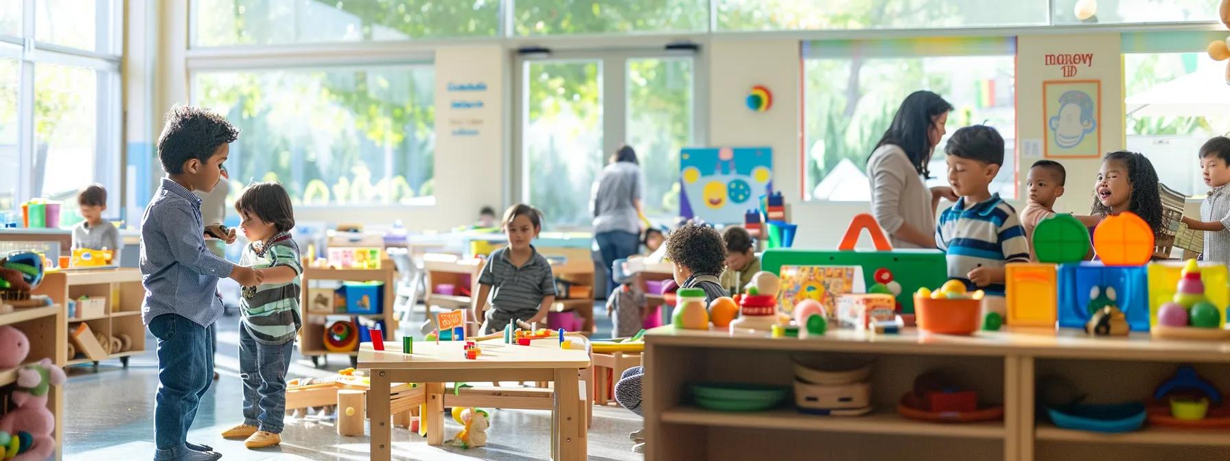 a vibrant early childhood classroom, filled with colorful toys and interactive learning stations, showcases engaged children joyfully playing together while exploring books and language activities, embodying the essence of play-based literacy in their development. a vibrant early childhood classroom, filled with colorful toys and interactive learning stations, showcases engaged children joyfully playing together while exploring books and language activities, embodying the essence of play-based literacy in their development.