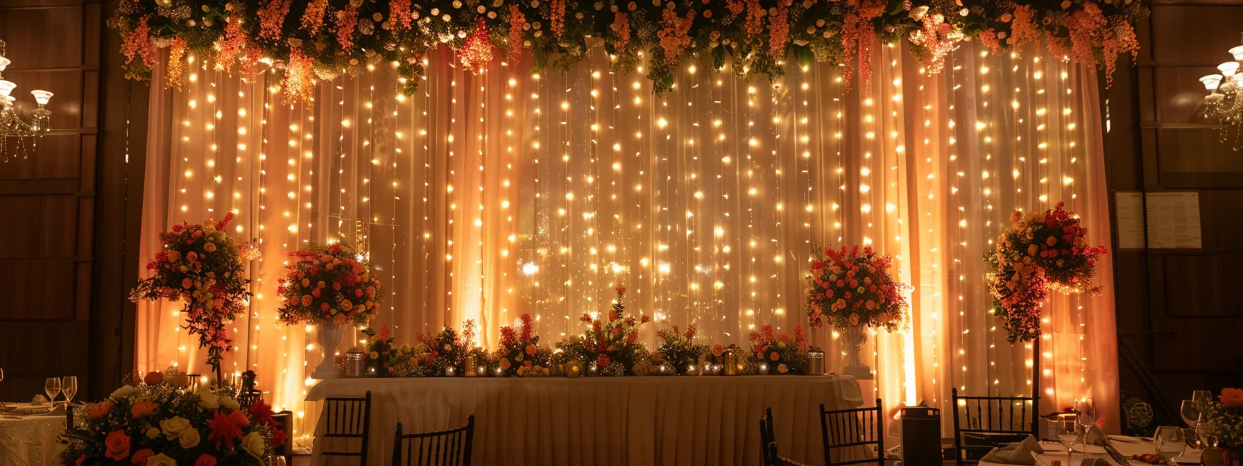 a vibrant, elegantly decorated photo booth at a wedding reception, adorned with fresh flowers and twinkling fairy lights, inviting guests to capture joyful moments. a vibrant, elegantly decorated photo booth at a wedding reception, adorned with fresh flowers and twinkling fairy lights, inviting guests to capture joyful moments.